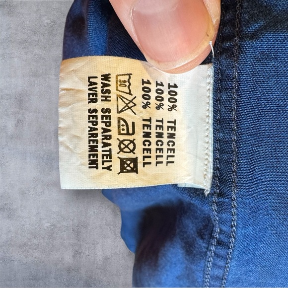 Boggi Milano Men’s Snap Button Blue Long Sleeve‎ Tencel Shirt Men’s Size Small - Picture 4 of 9